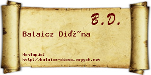 Balaicz Diána névjegykártya